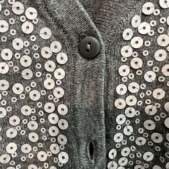 Loft size large gray cardigan embellished with sequins - Picture 3 of 5